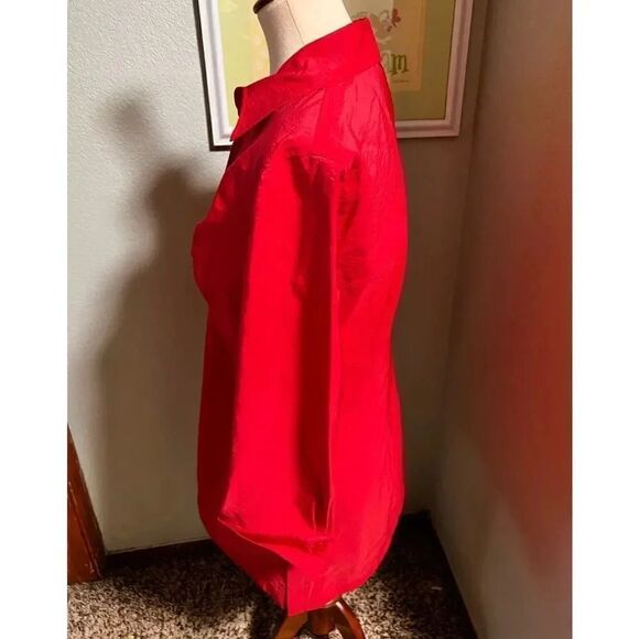 NWT 3/4 Sleeve Multiples Medium Red Button Down Shirt  #155 - Picture 4 of 6